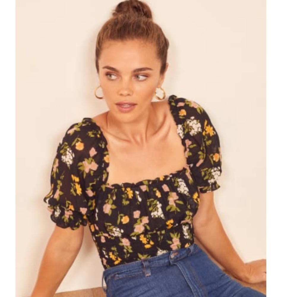 Reformation Floral Smocked Top